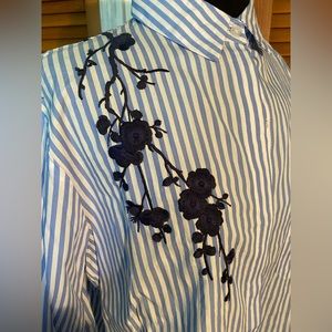 EmoryPark wharf, embroidered button-down top Light Blue XL